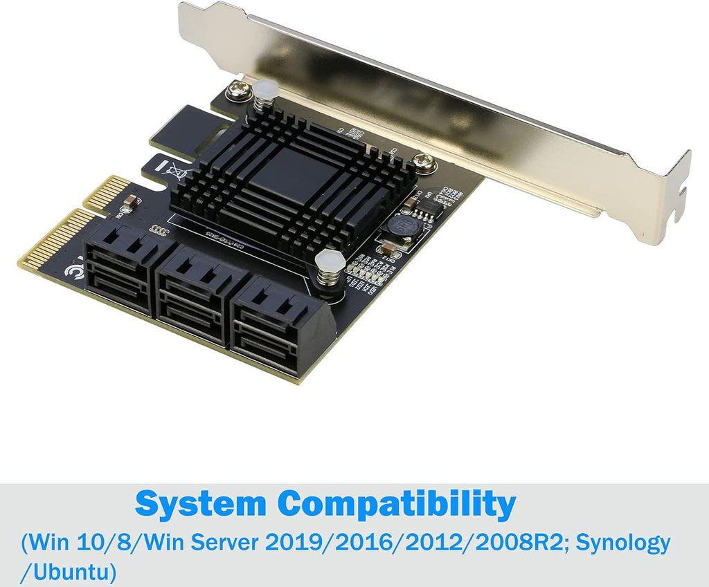 PCIe x4 to 6 Port SATA 3.0 6Gbps Expansion Controller Adapter Y6648