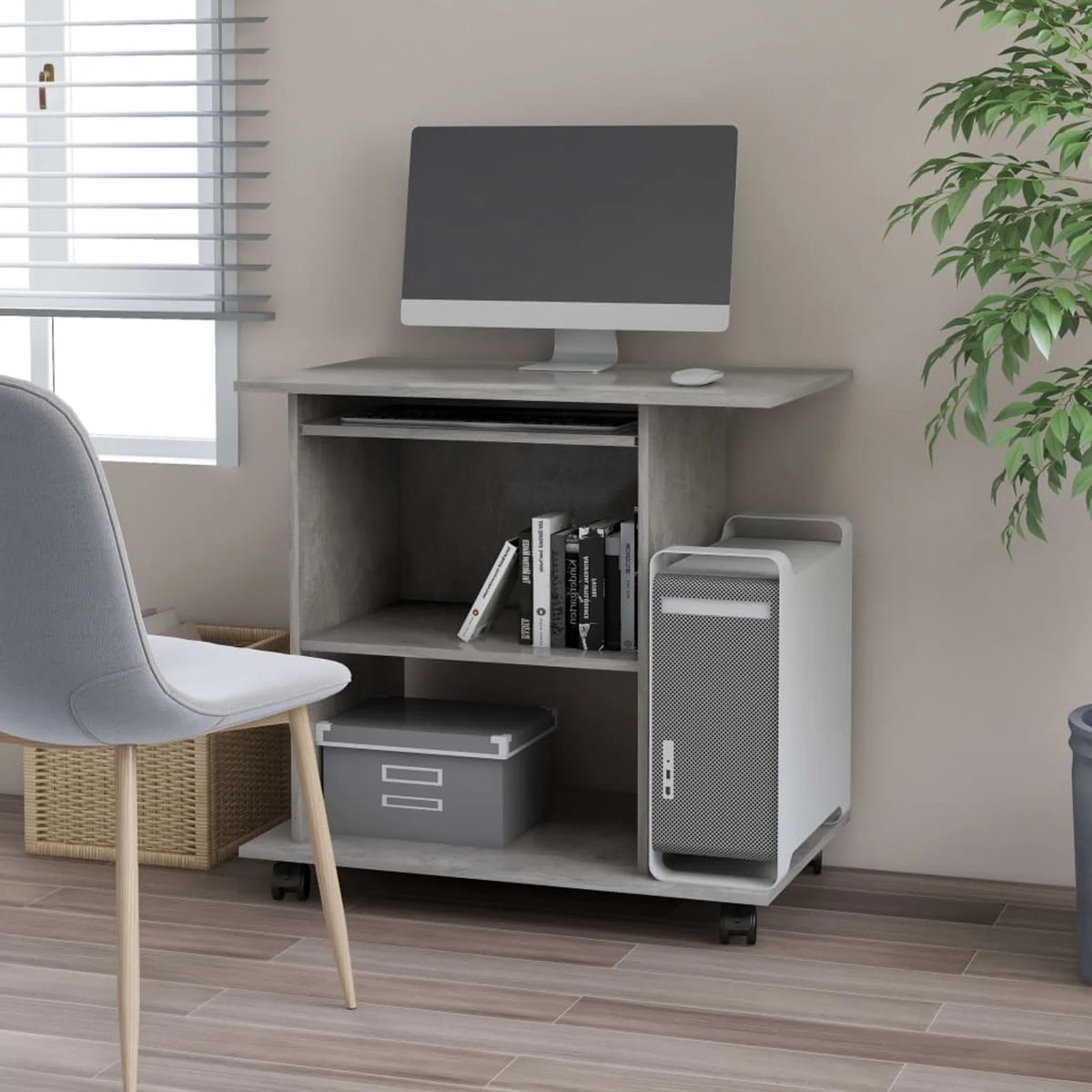 Wheeled Computer Desk with Keyboard Tray L6673