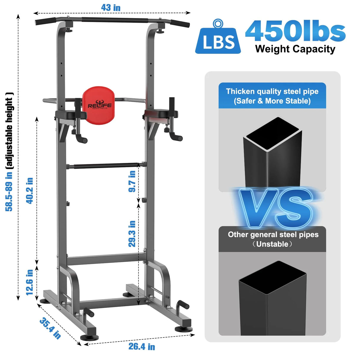 Power Tower Dip Station Pull up Bar O48429
