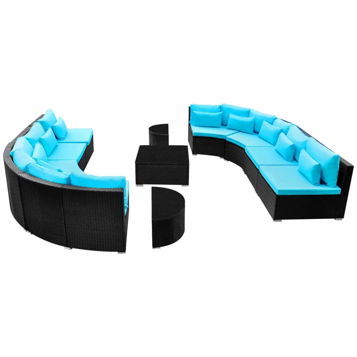 13 Piece Poly Rattan Outdoor Sofa Set with Chaise Loungers and Coffee Table Z84569