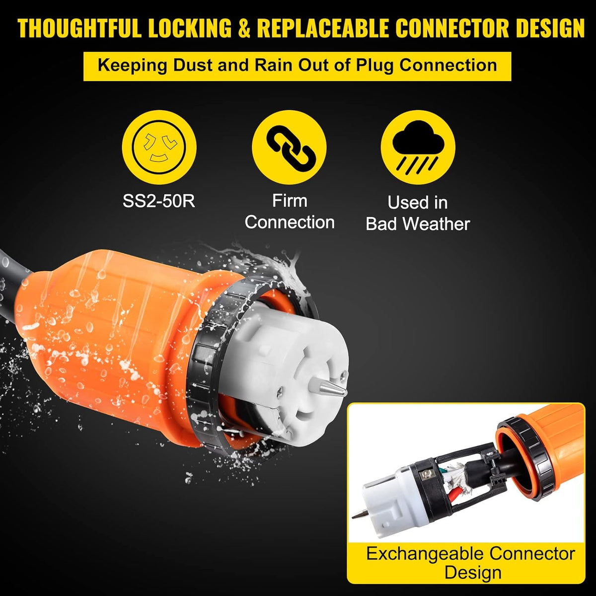 50 Feet 50AMP ETL Listed 125/250V Generator Power Cord G776