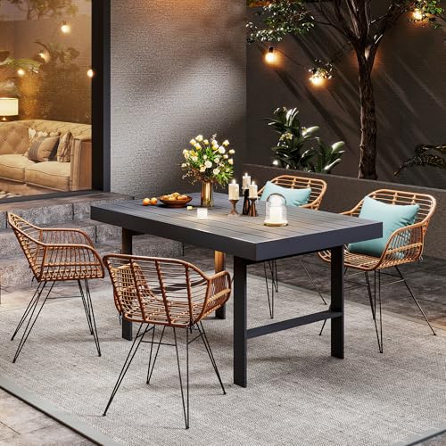Aluminum Rectangle Metal Outdoor Coffee Table Black L84644