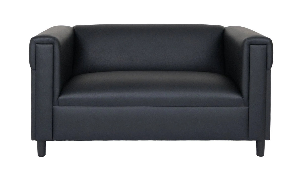Black Faux Leather Love Seat Sofa W23268