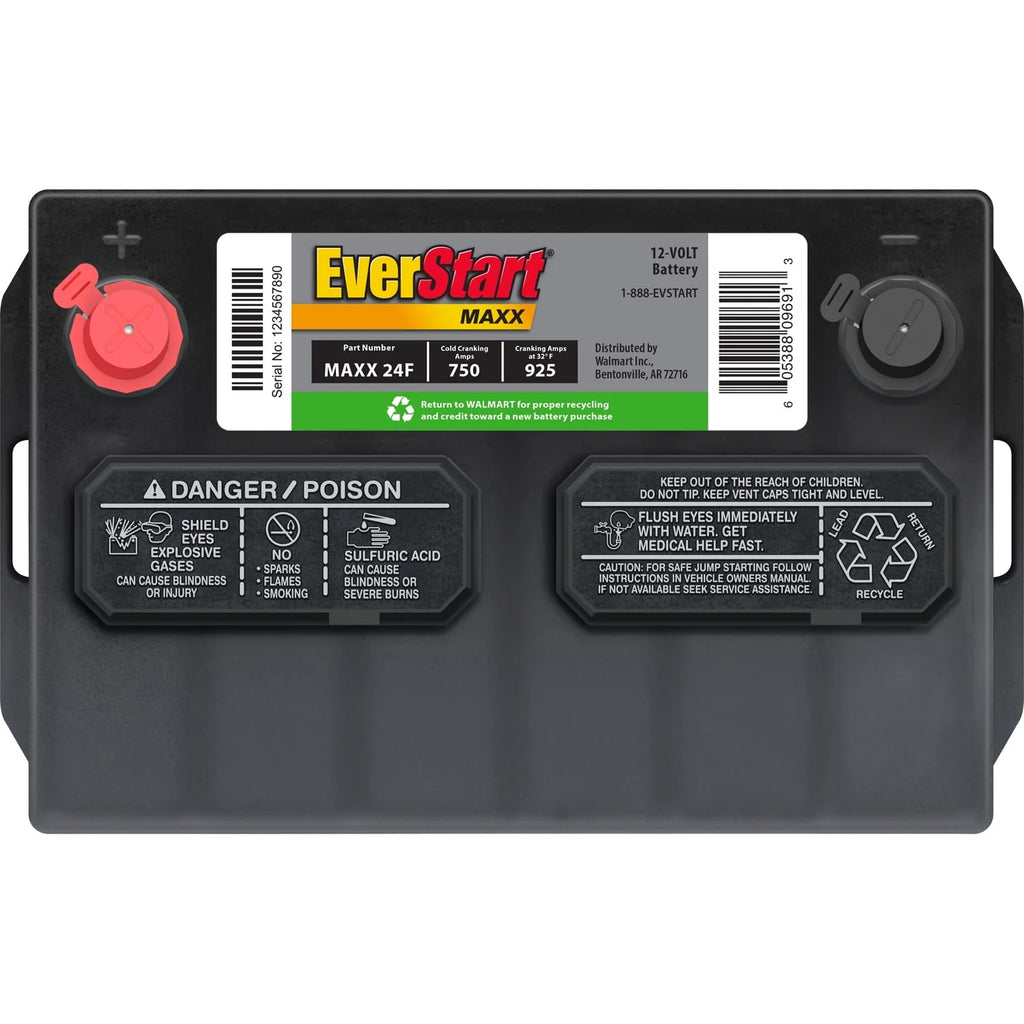 Lead Acid Automotive Battery, Group Size 24F 12 Volt, 750 CCA U429614