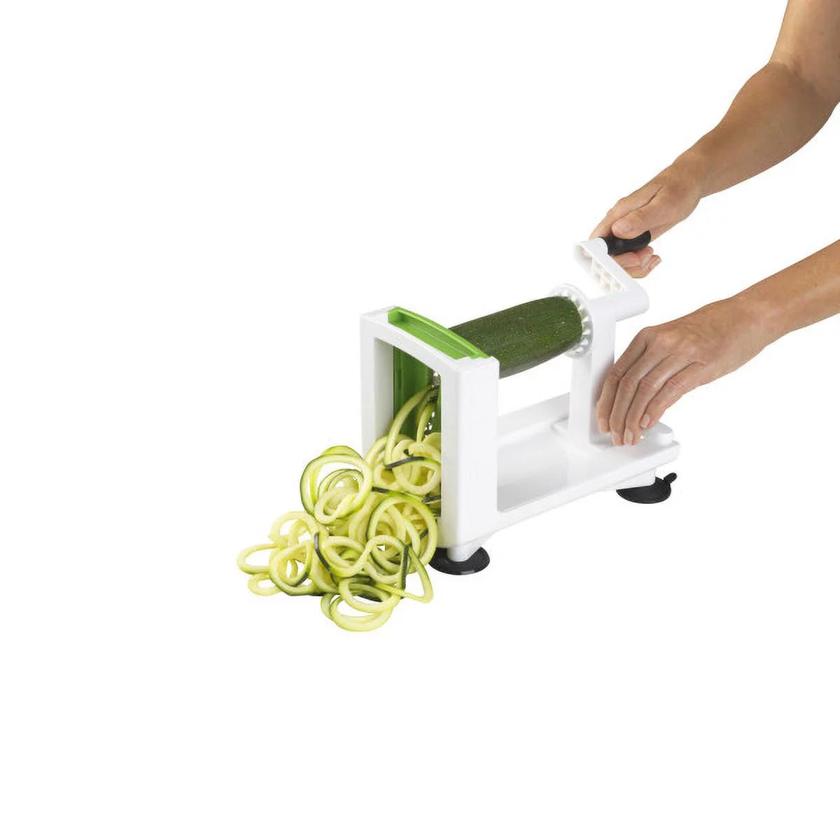 White Counter Top Veggie Spiralizer with Interchangeable Blades B63060