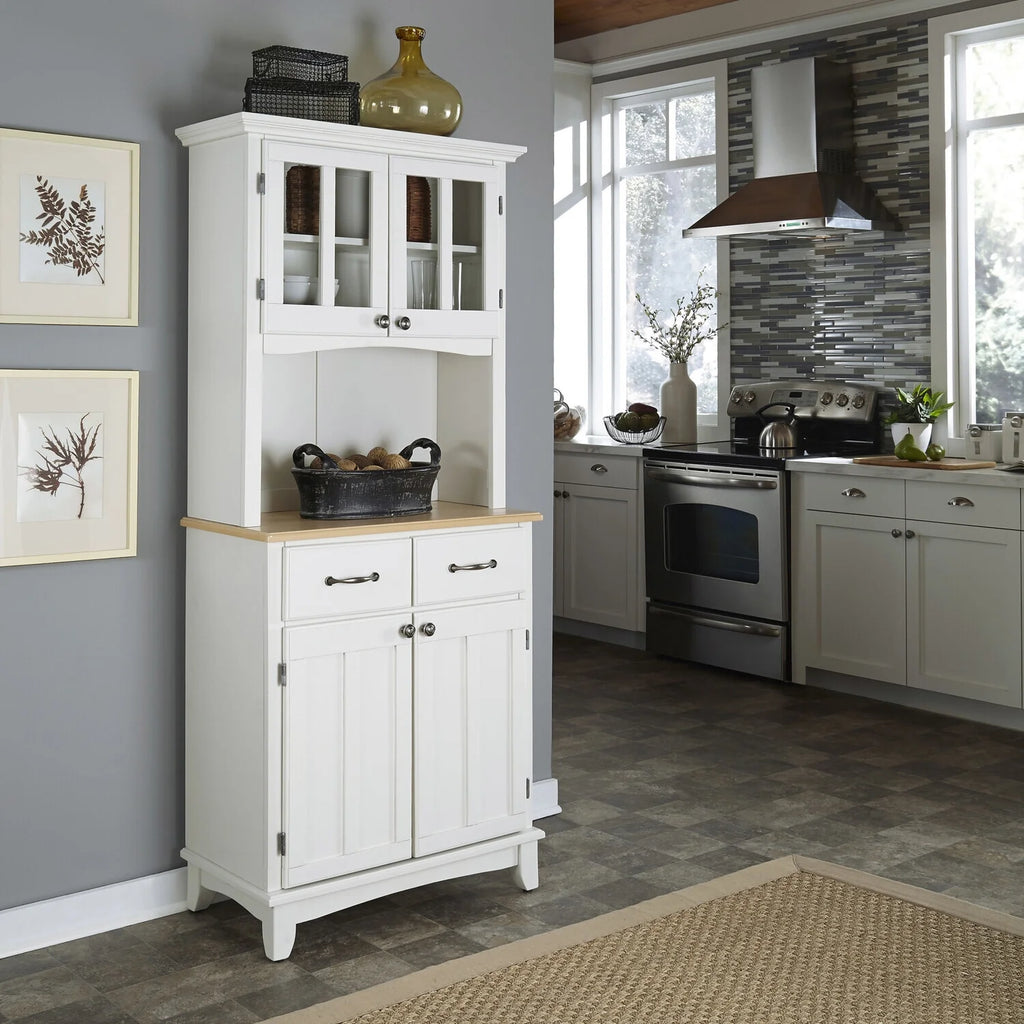 Off White Wood Buffet With Hutch S195