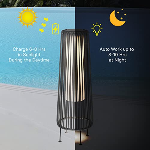 Light Brown Wicker Solar Patio Lamp 2-Pack K308