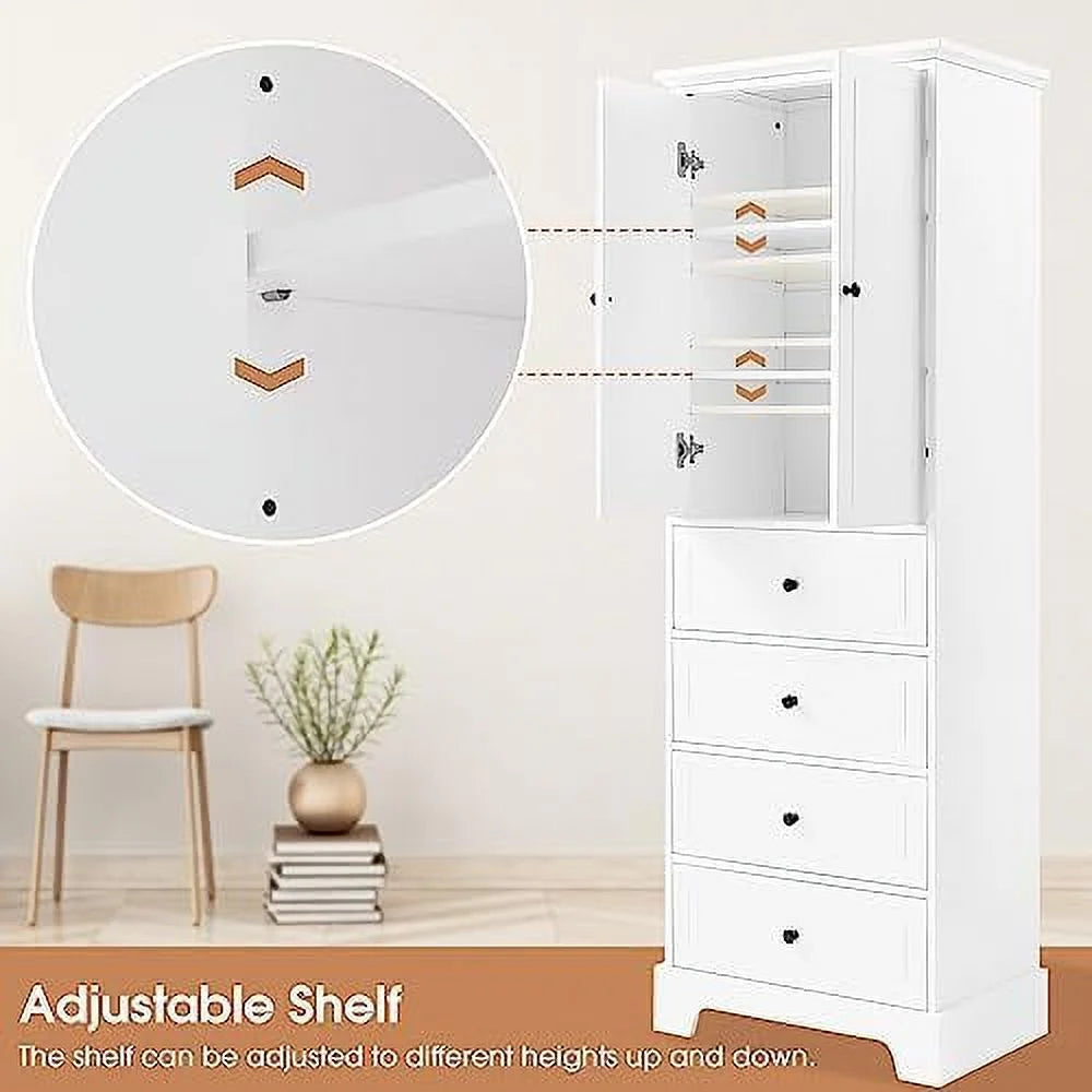 White Four Door Cabinet with Acrylic Doors G168