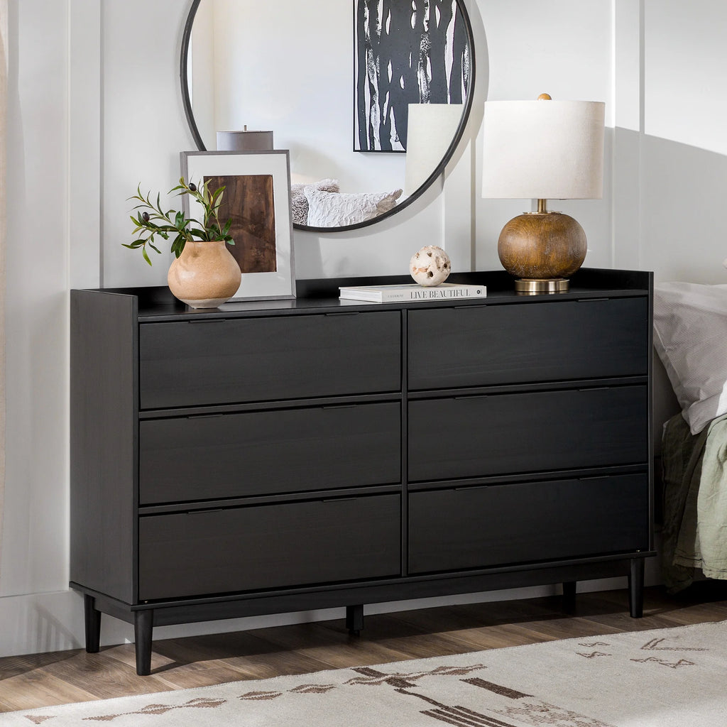 Black 6-Drawer Solid Wood Dresser Z962847