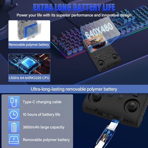 White Handheld Game Console 3.5-Inch IPS Screen 30000 Games 256G TF Card N903