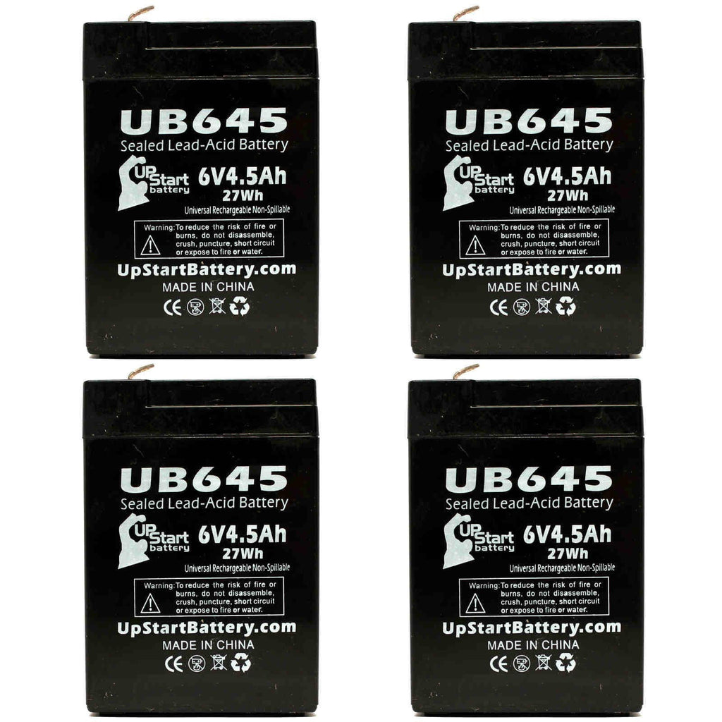 4x Pack 6V 4.5Ah Sealed Lead Acid Battery with F1 to F2 Terminal Adapters E515