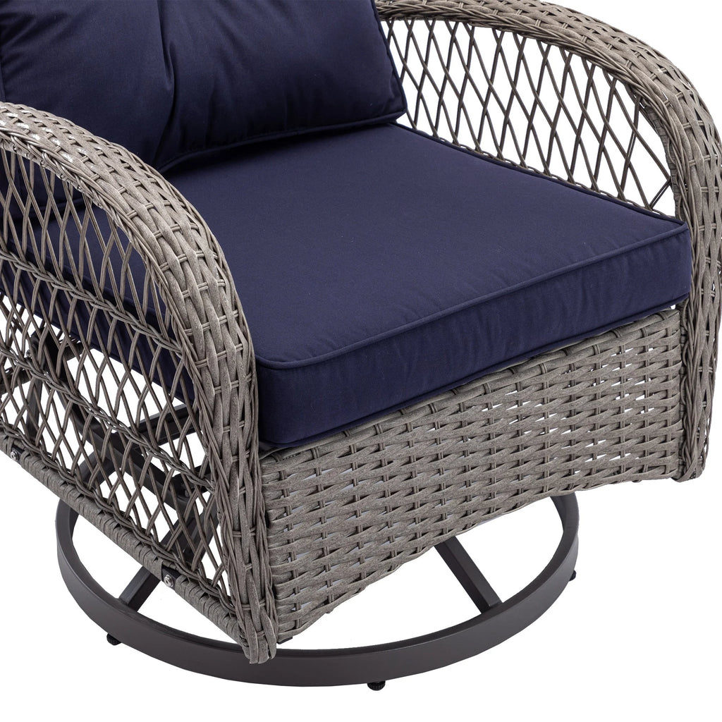 Navy Blue 3 Pc Outdoor Swivel Rocker Patio Chairs F786329