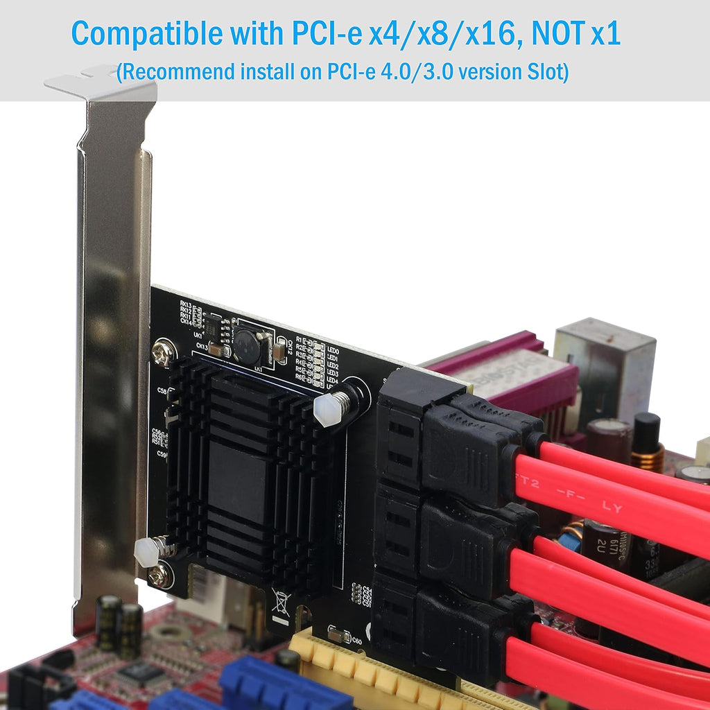 PCIe x4 to 6 Port SATA 3.0 6Gbps Expansion Controller Adapter Y6648