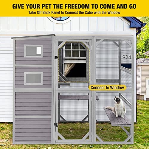 Large 4 Tiers Cat Enclosures House with Weatherproof Roof 70" H 77" L R85582