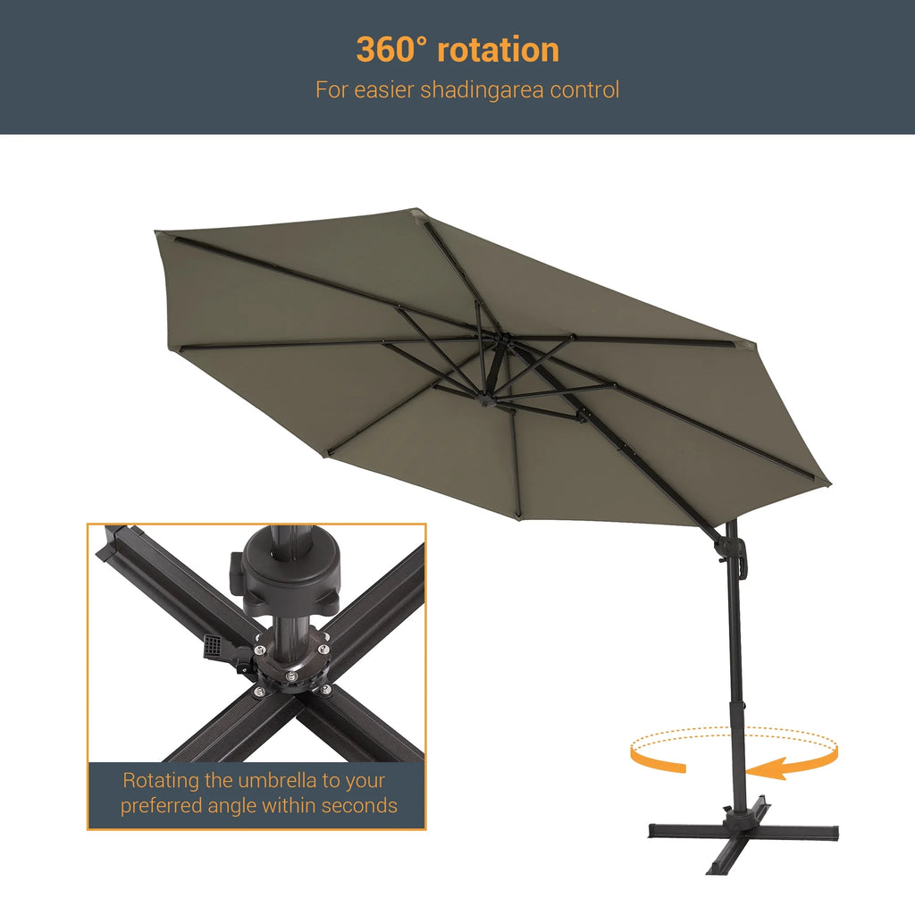 Taupe 10ft Outdoor Round Cantilever Patio Umbrella A34616