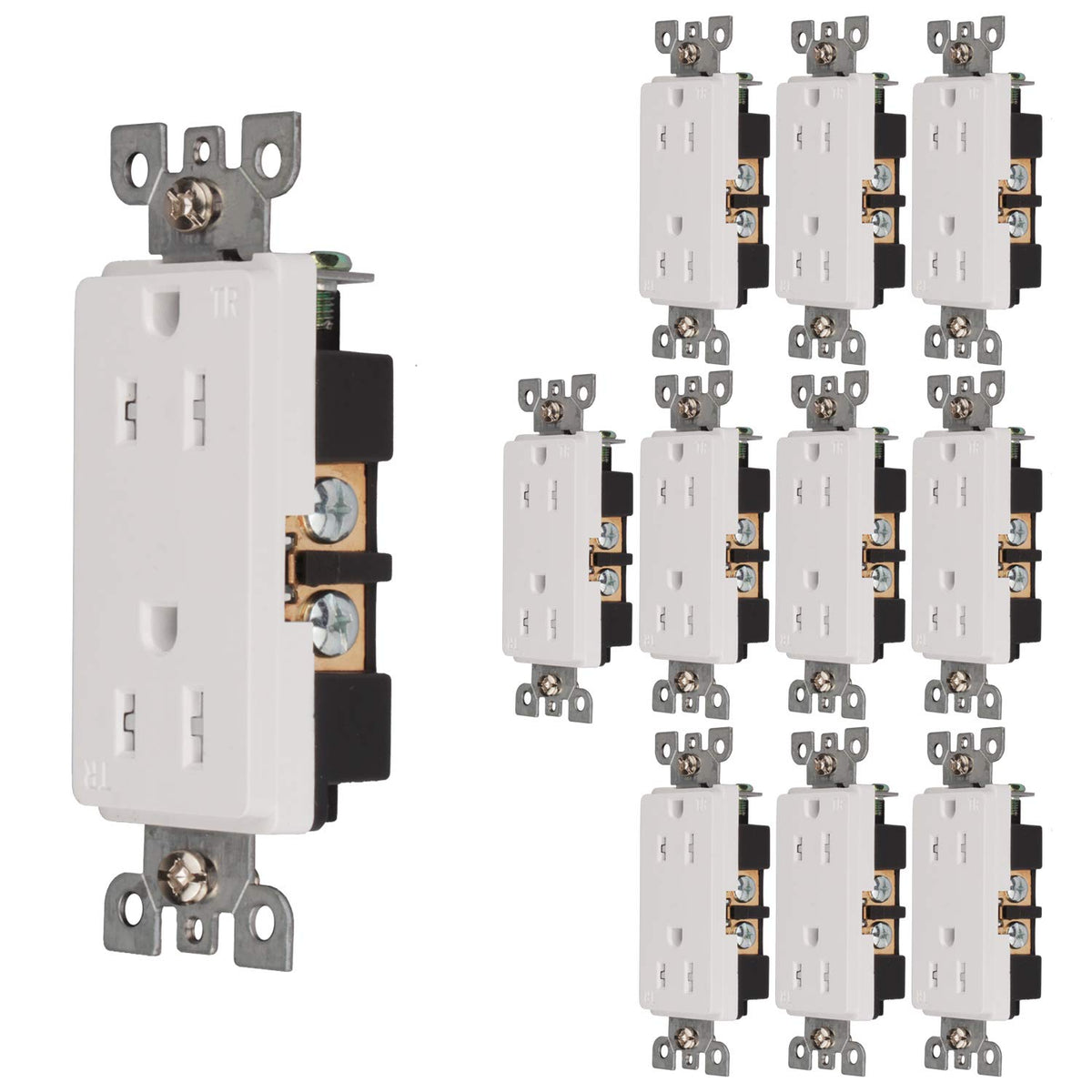 Pack of 100 White Tamper-Resistant Electrical Outlets, 15A / 125VAC / 2500W Z165300