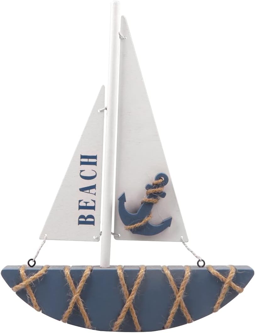 Wooden Sailboat Model Decoration 8.3 x 1.18 x 11 Inches M295728