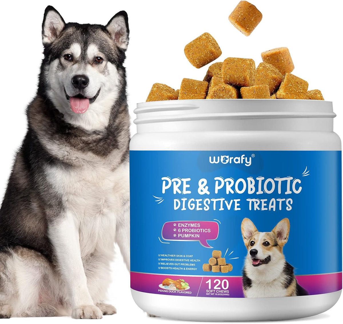 Duck Flavor Probiotic Dog Chews 120 Soft Chews F8531