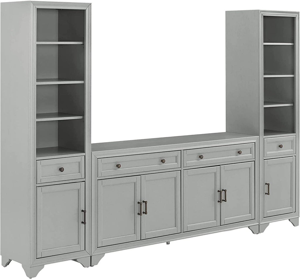 Distressed Gray 3 Piece Sideboard and Bookcase Set A5498