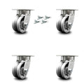4 inch V Groove Semi Steel Swivel Caster Set with Swivel Lock W210
