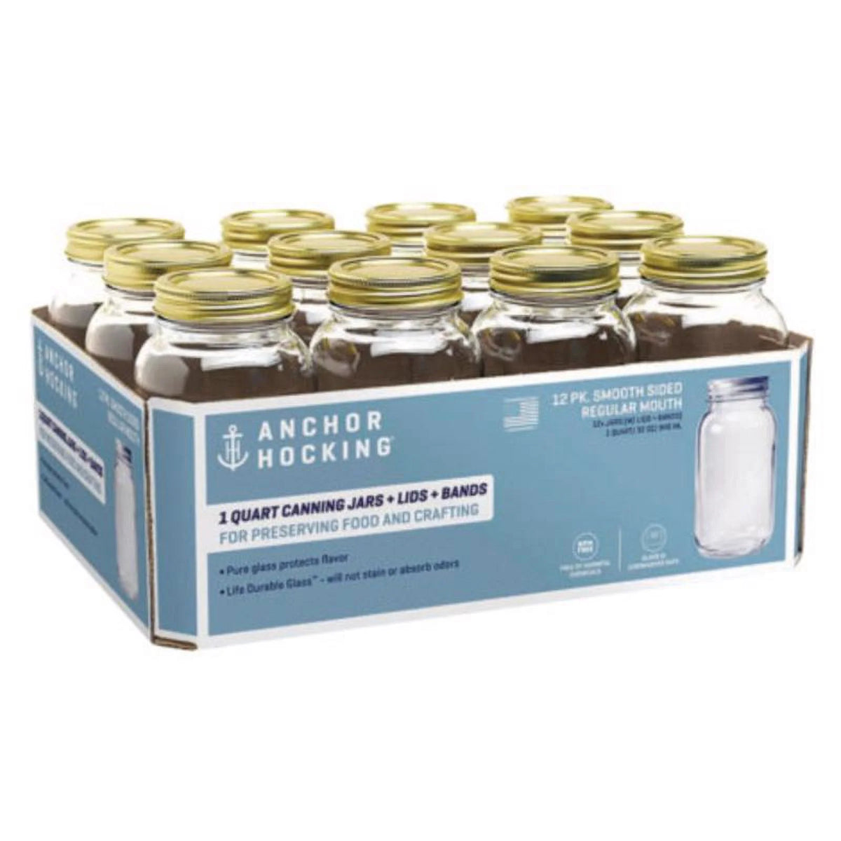 1 Quart Regular Mouth Canning Jar - Pack of 12 A9007
