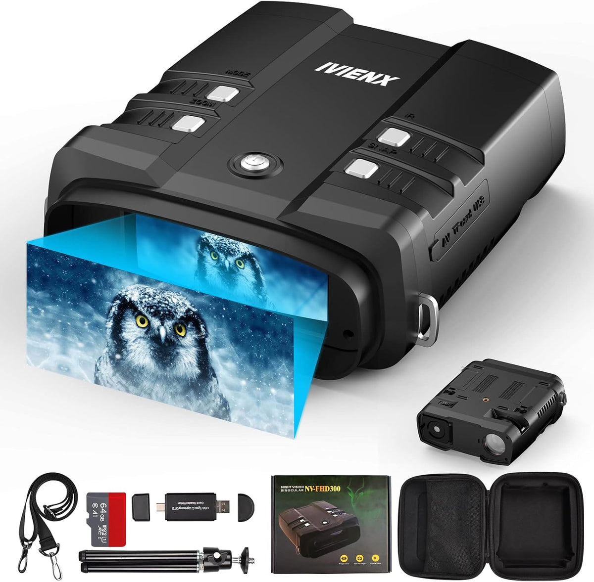 Digital Infrared Night Vision Binoculars 1080p FHD 1640Ft Range 5W Infrared 64G TF Card X445