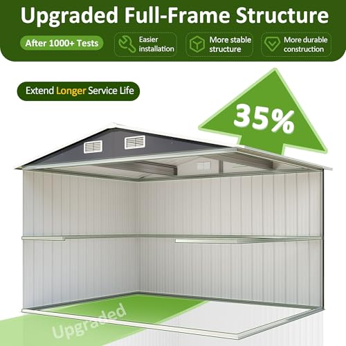 10x8 FT Metal Outdoor Storage Shed with Lockable Doors, Grey K71946