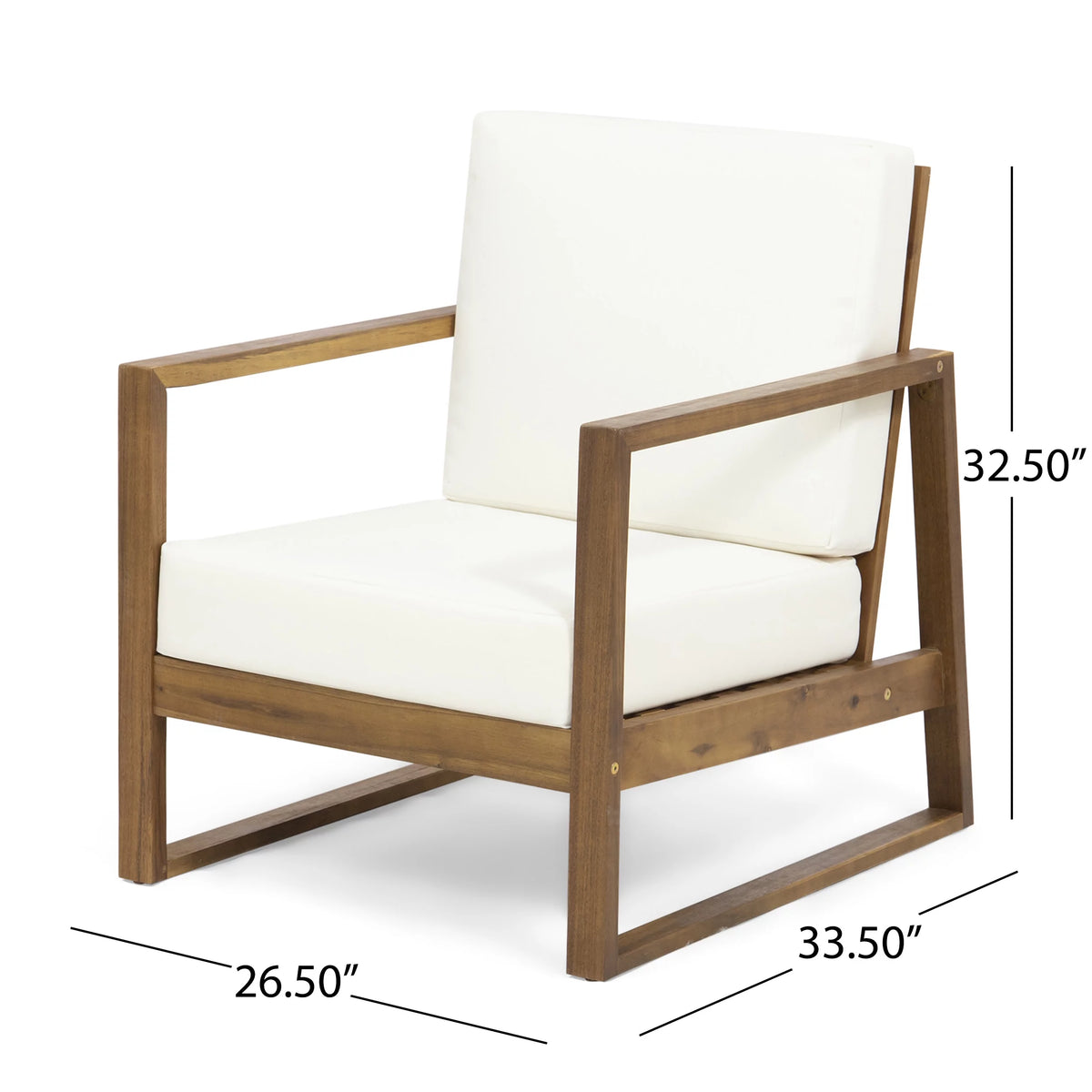 Acacia Wood Outdoor Club Chair with Cushion M8827