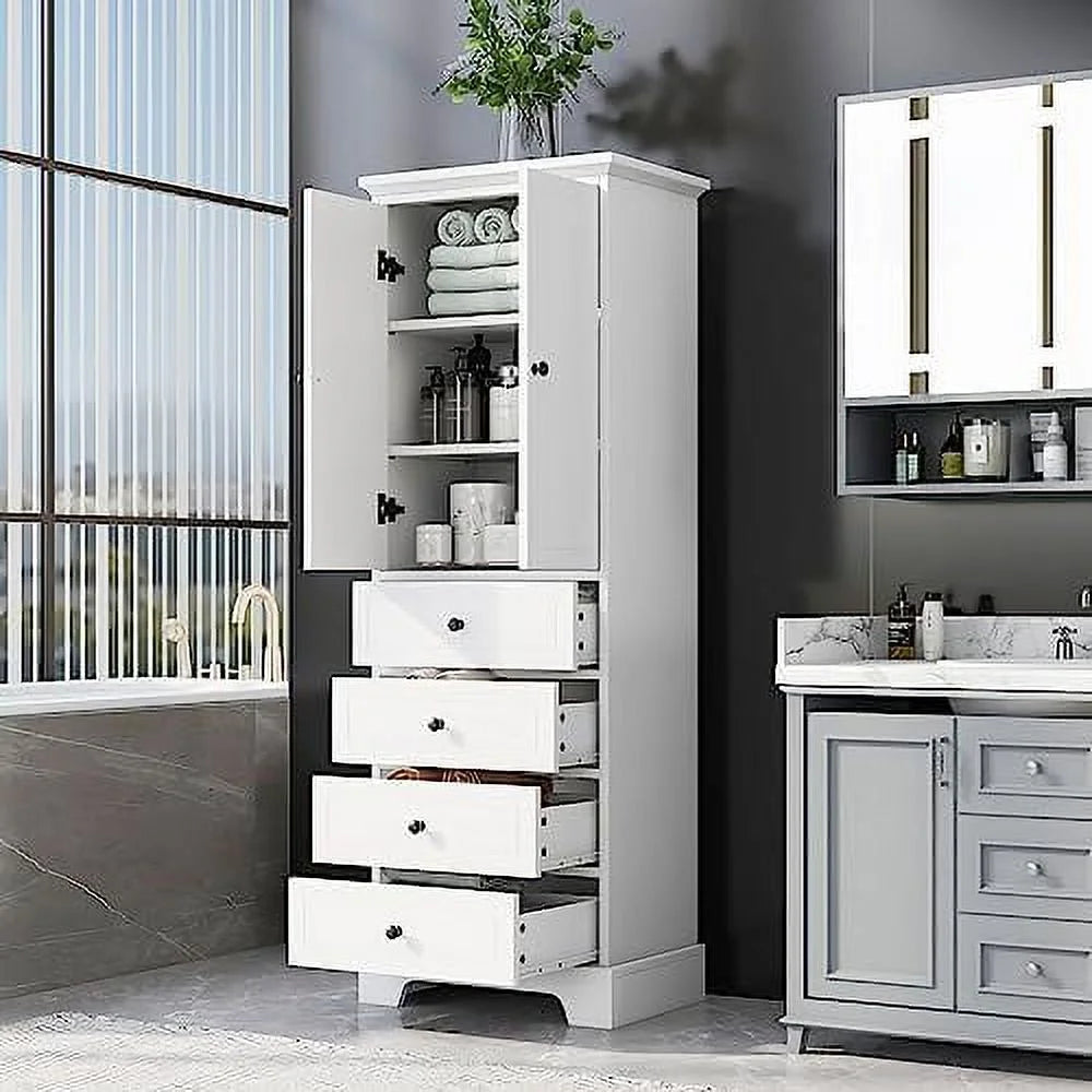 White Four Door Cabinet with Acrylic Doors G168
