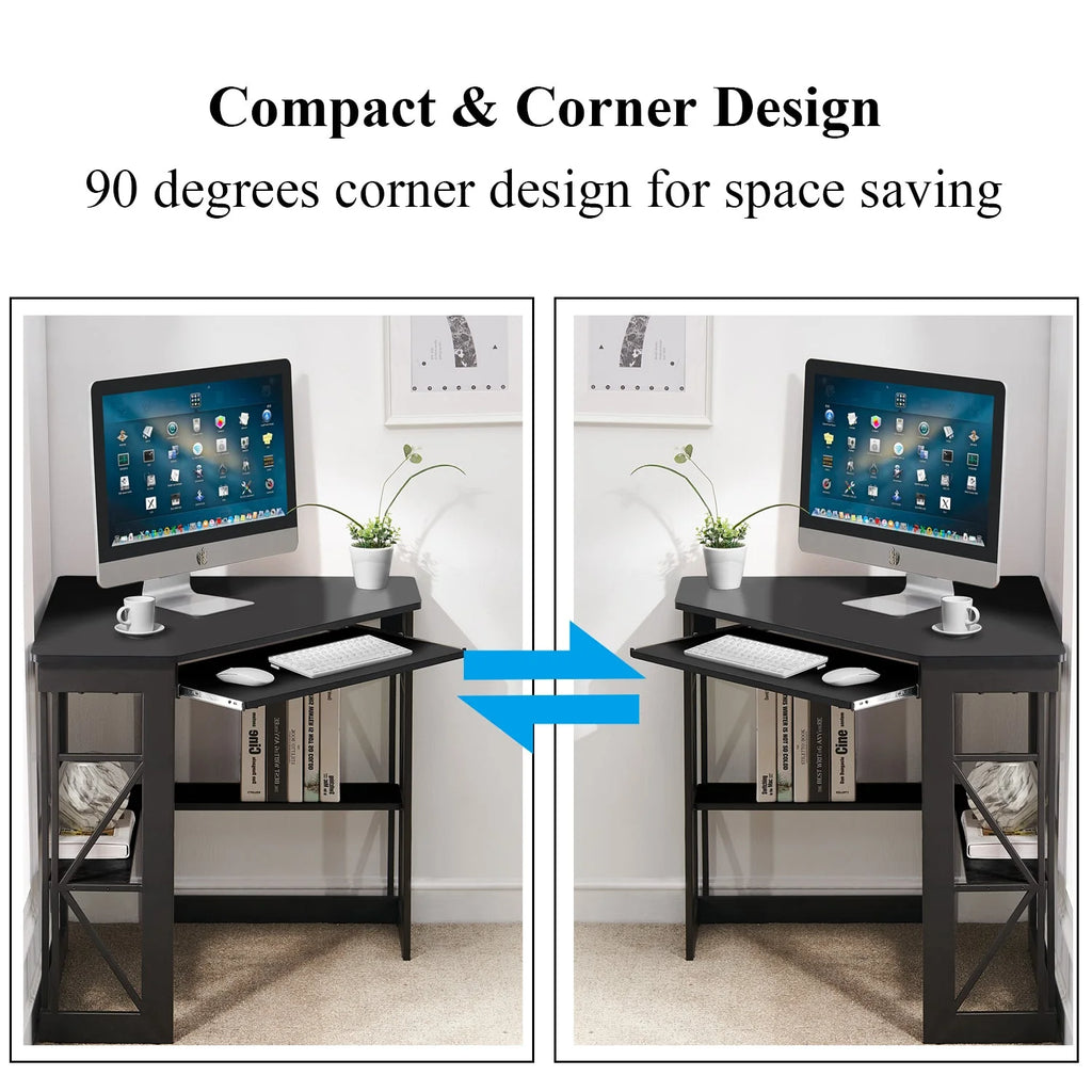 Black Corner Computer Desk & Chair Set C142626