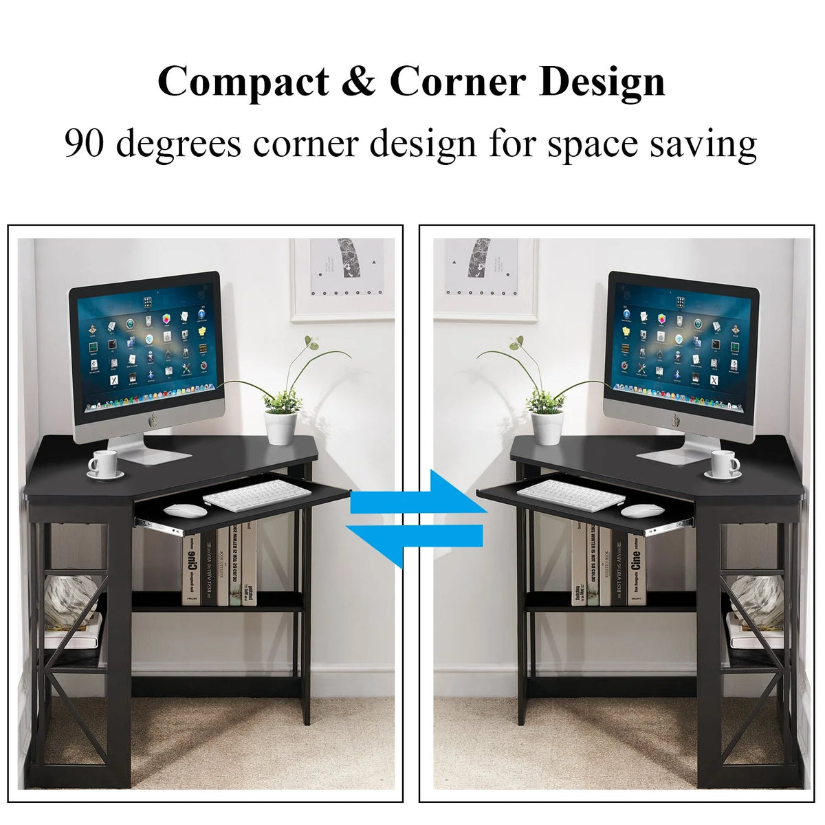 Black Corner Computer Desk & Chair Set C142626