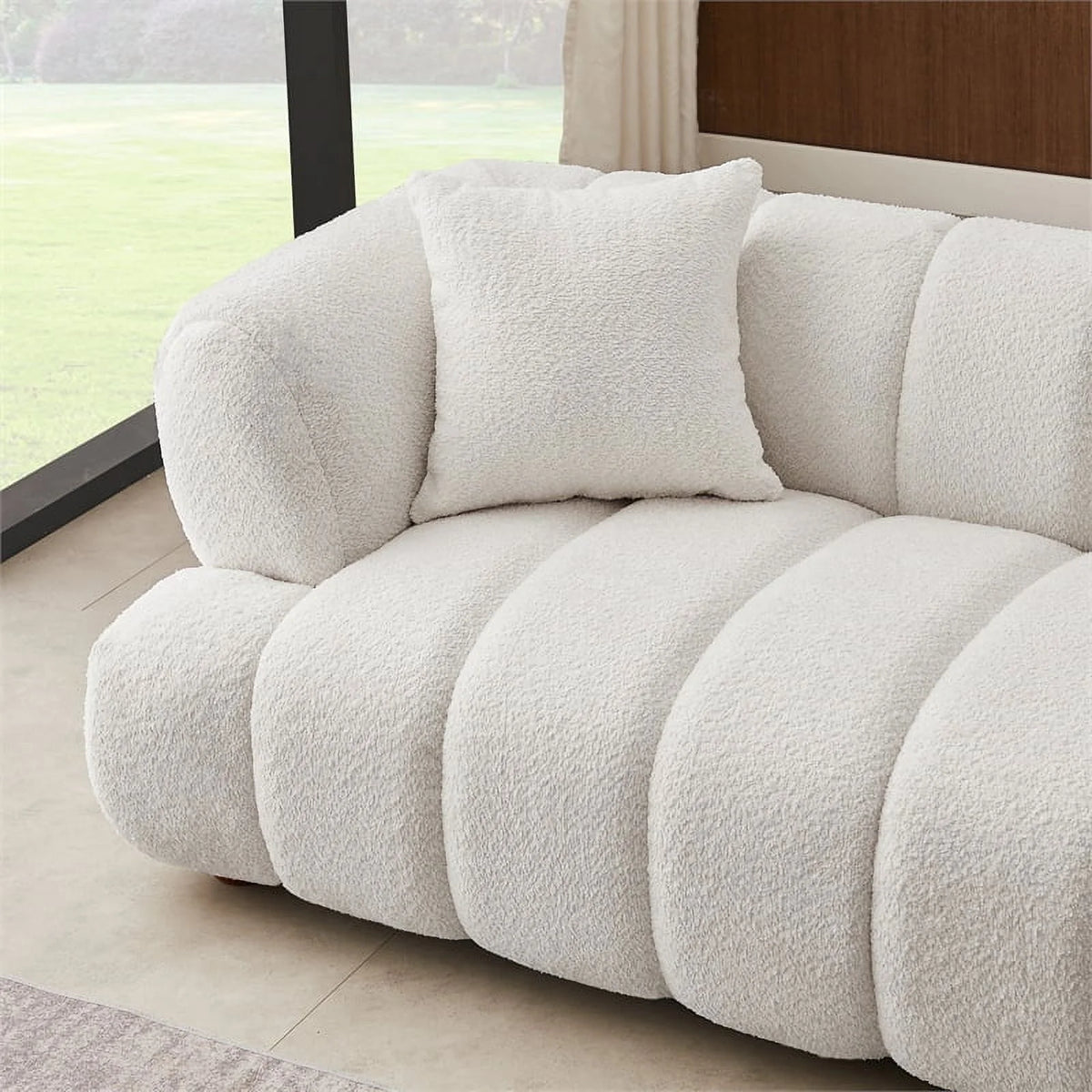Cream Boucle Fabric Couch K721145