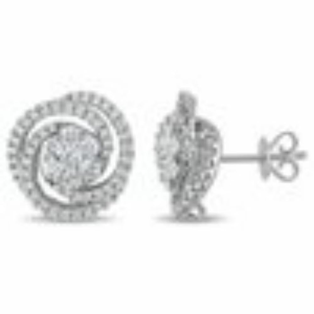 14K White Gold Round Cut Diamond Stud Earring R642560