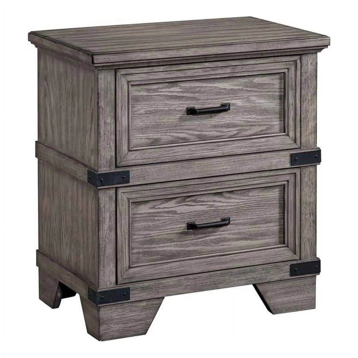 Steel Gray 2-Drawer Wood Nightstand J34390