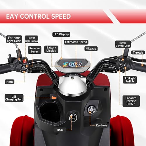 Silver 4 Wheel Mobility Scooter 500lbs Loadweight 31 Mile Long Range Battery H7519