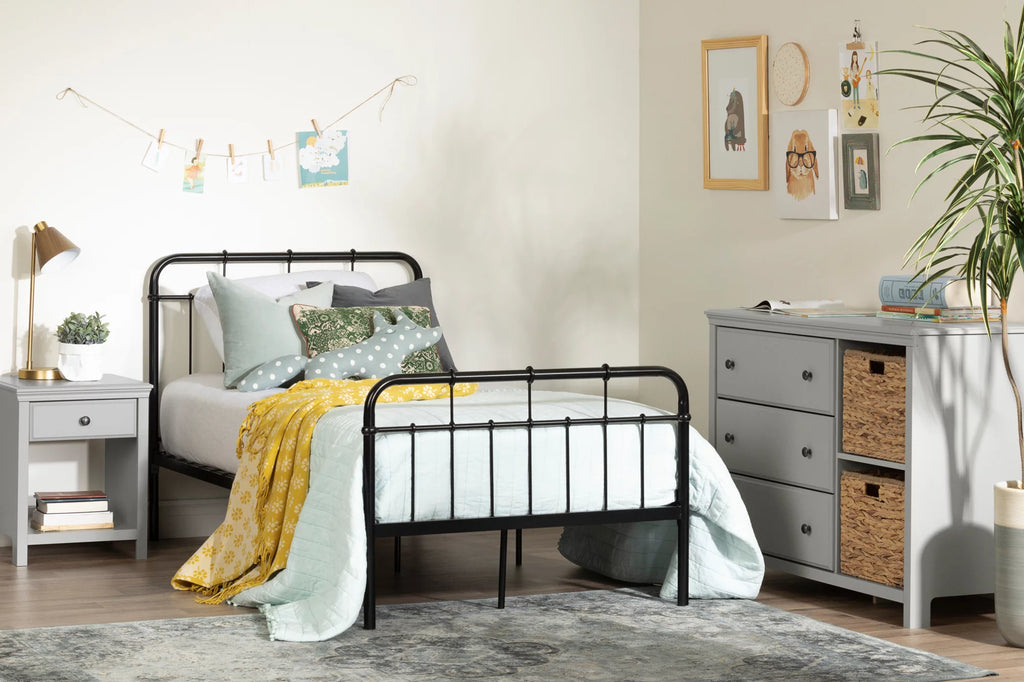 Black Metal Twin Complete Bed O3794