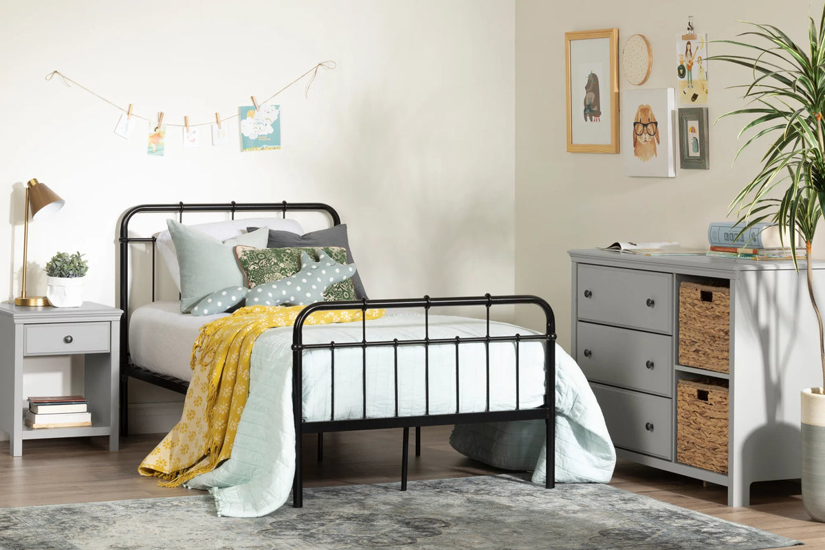 Black Metal Twin Complete Bed O3794