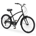 26 7-Speed Sport Hybrid Cruiser Bicycle Matte Black W91581