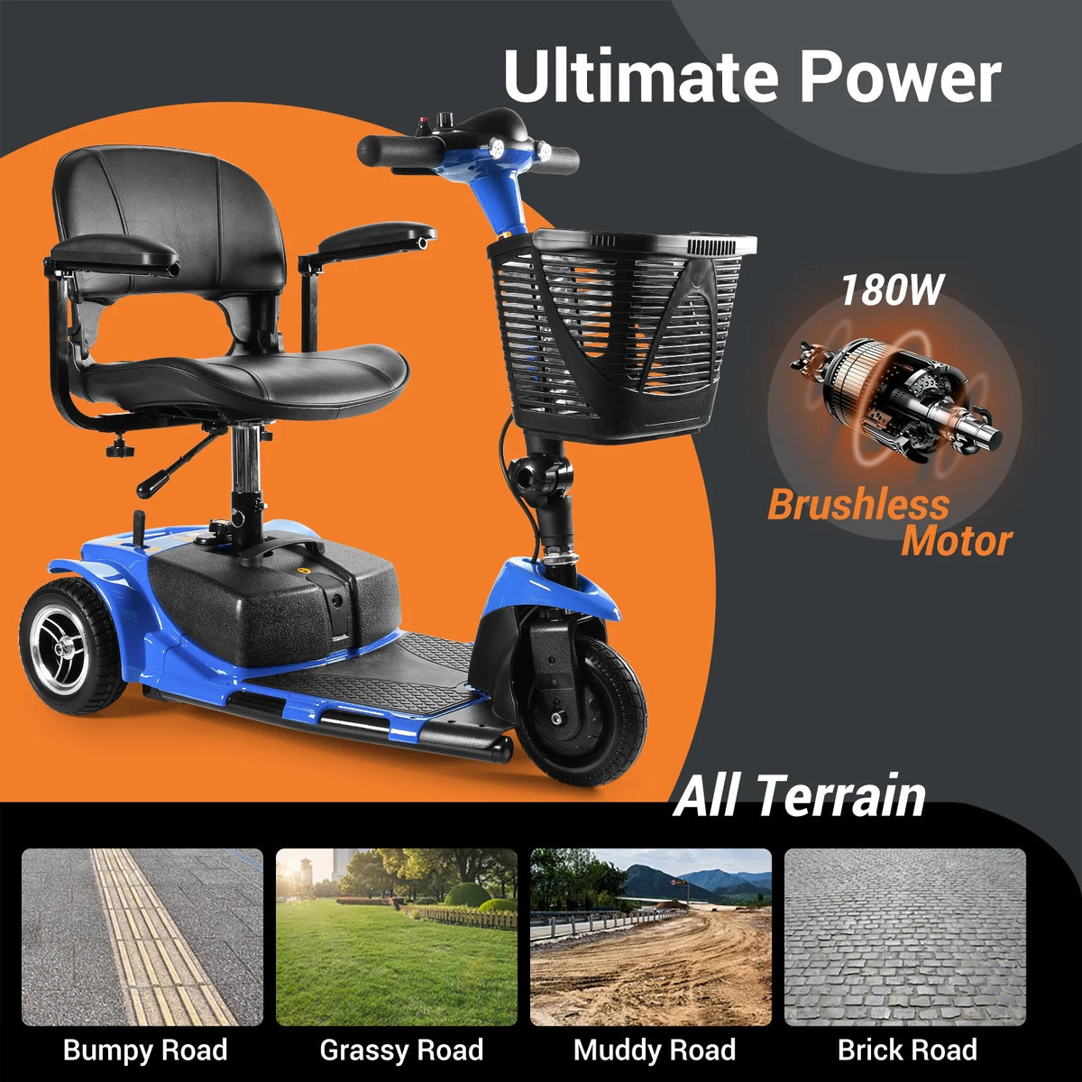 4 Wheels Portable Folding Power Mobility Scooter W5359