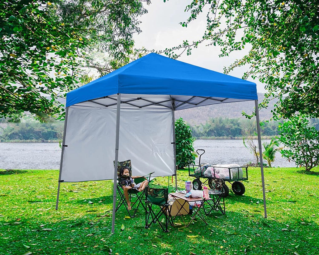10ft x 10ft Pop Up Canopy Tent with Sidewall, Blue K357578