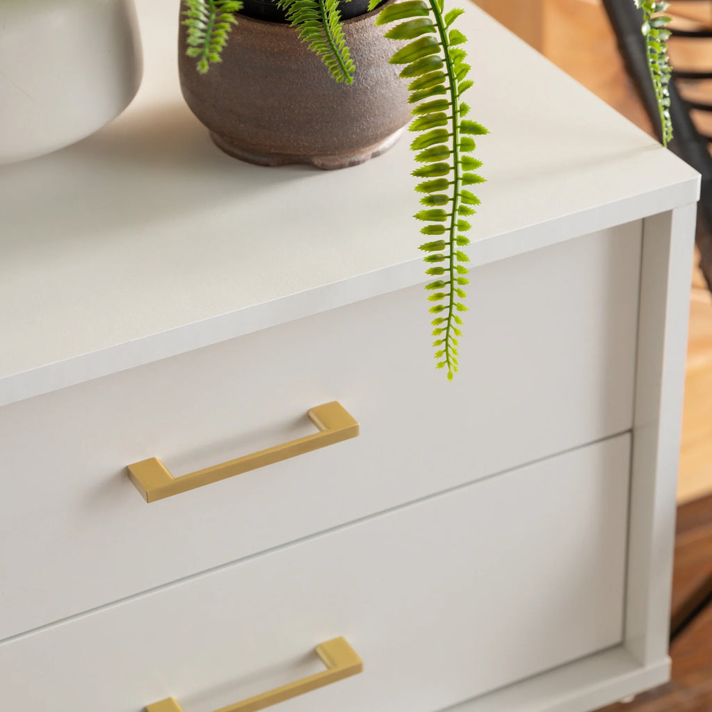White 2 Drawer Side Table Set of 2 F428