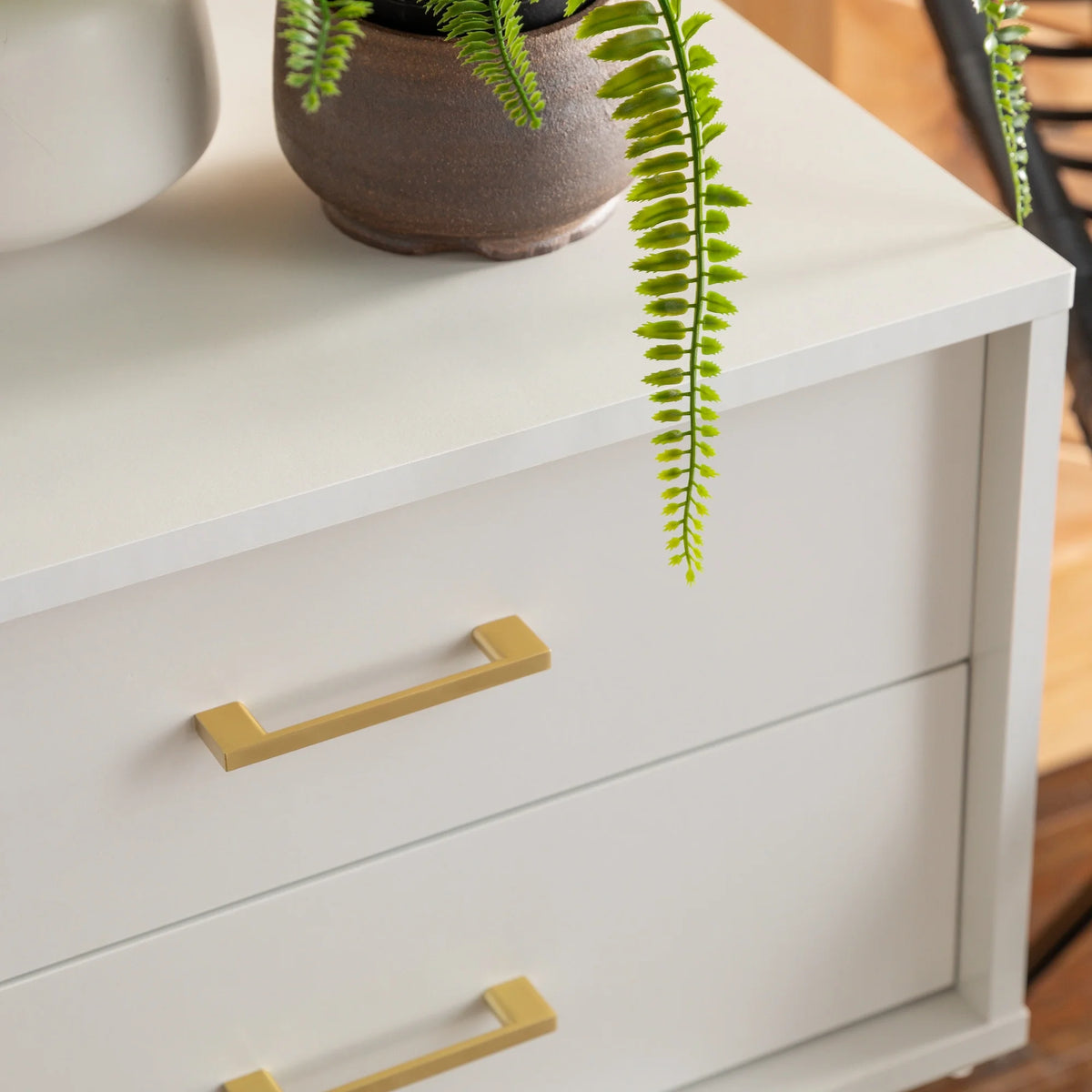 White 2 Drawer Side Table Set of 2 F428