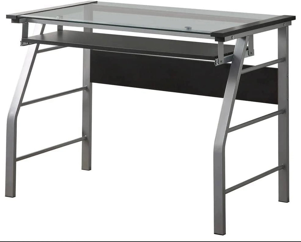 Metal and Glass Top Computer Desk M74708