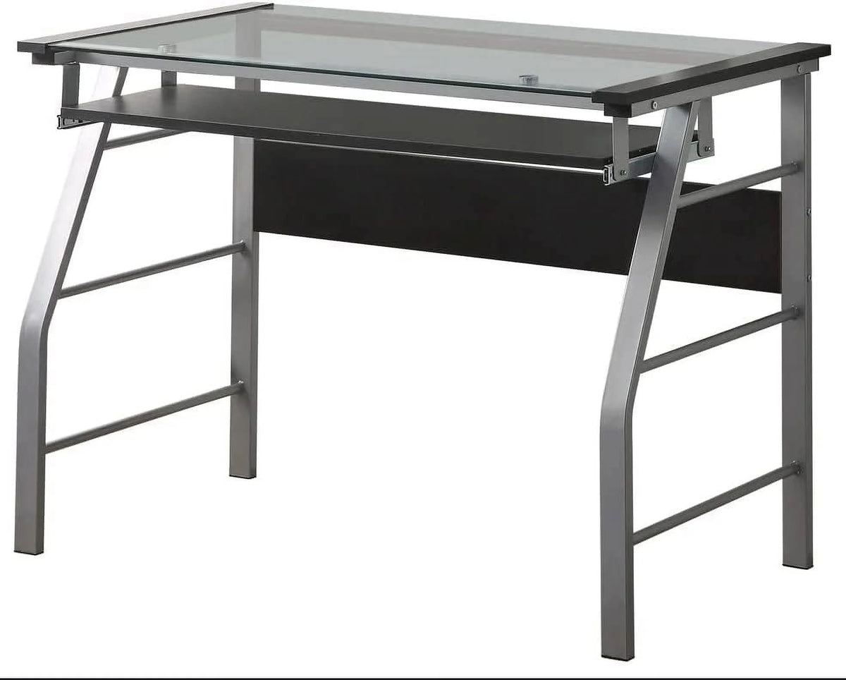 Metal and Glass Top Computer Desk M74708