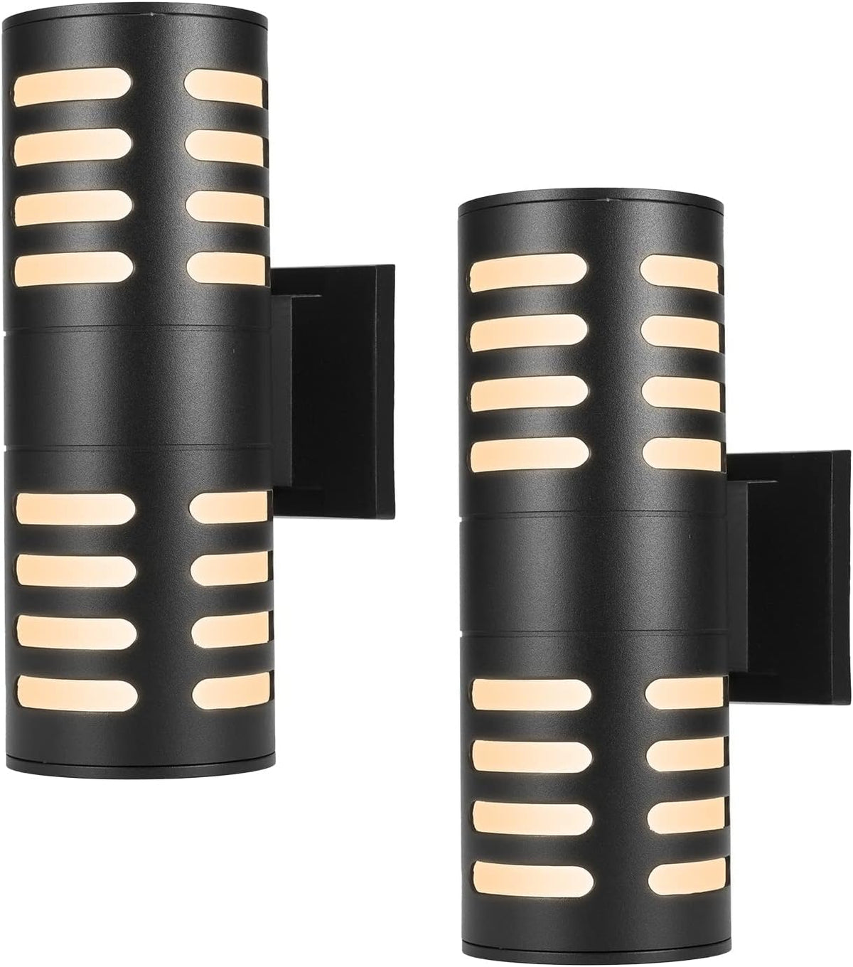 Matte Black 2 Pack Die-cast Aluminum Outdoor Wall-Mounted Light with Tempered Glass R7040