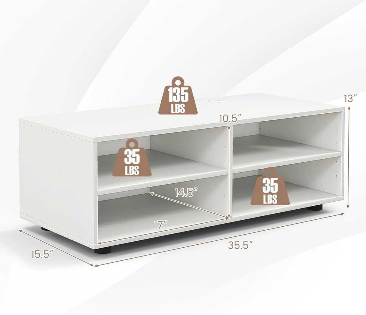 White 4 Cube TV Stand with Adjustable Shelves A343036