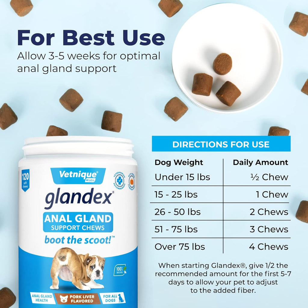 Anal Gland Support Chews 120ct Pork Liver and Allergy Chews 30ct Hickory Salmon Dog Vitamins and Supplements Bundle K8058