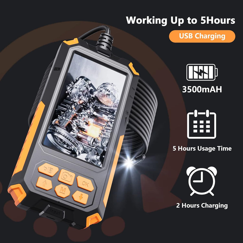 7.9mm 1080P Dual Lens Borescope Endoscope Camera with 4.5 IPS Screen A3284