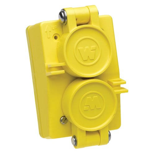Wet Location Straight Blade Receptacle, Duplex Flip Lid, Female, 3 Wires, 2 Poles, NEMA 6-20 F755173