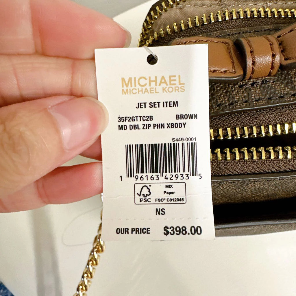 Brown Medium Double Zip Phone Crossbody Z209955